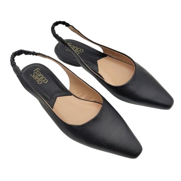 Franco Sarto Briella Pointed Toe Black Leather Slingback Flats Size 8 - Picture 1 of 7